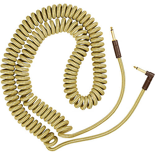 Fender Deluxe Series Straight to Angled Coiled Cable 30 ft. Black Tweed