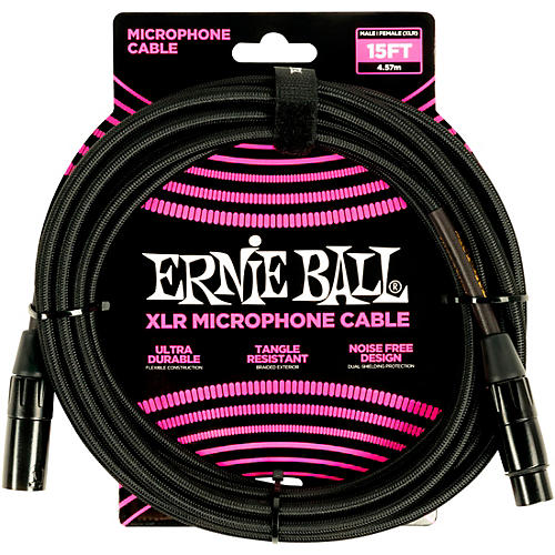 Ernie Ball Braided XLR Microphone Cable 5 ft. Black