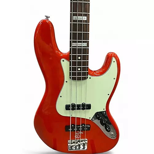 Used Fender American Standard Jazz Bass Transparent Orange Electric Bass Guitar Transparent Orange