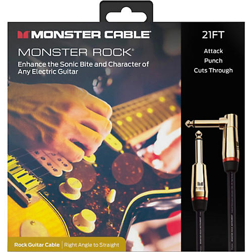 Monster Cable Prolink Rock Pro Audio Instrument Cable, Right Angle to Straight 12 ft. Black