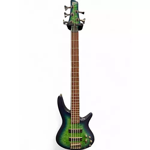 Used Ibanez SR405 5 String GREEN BURST Electric Bass Guitar GREEN BURST