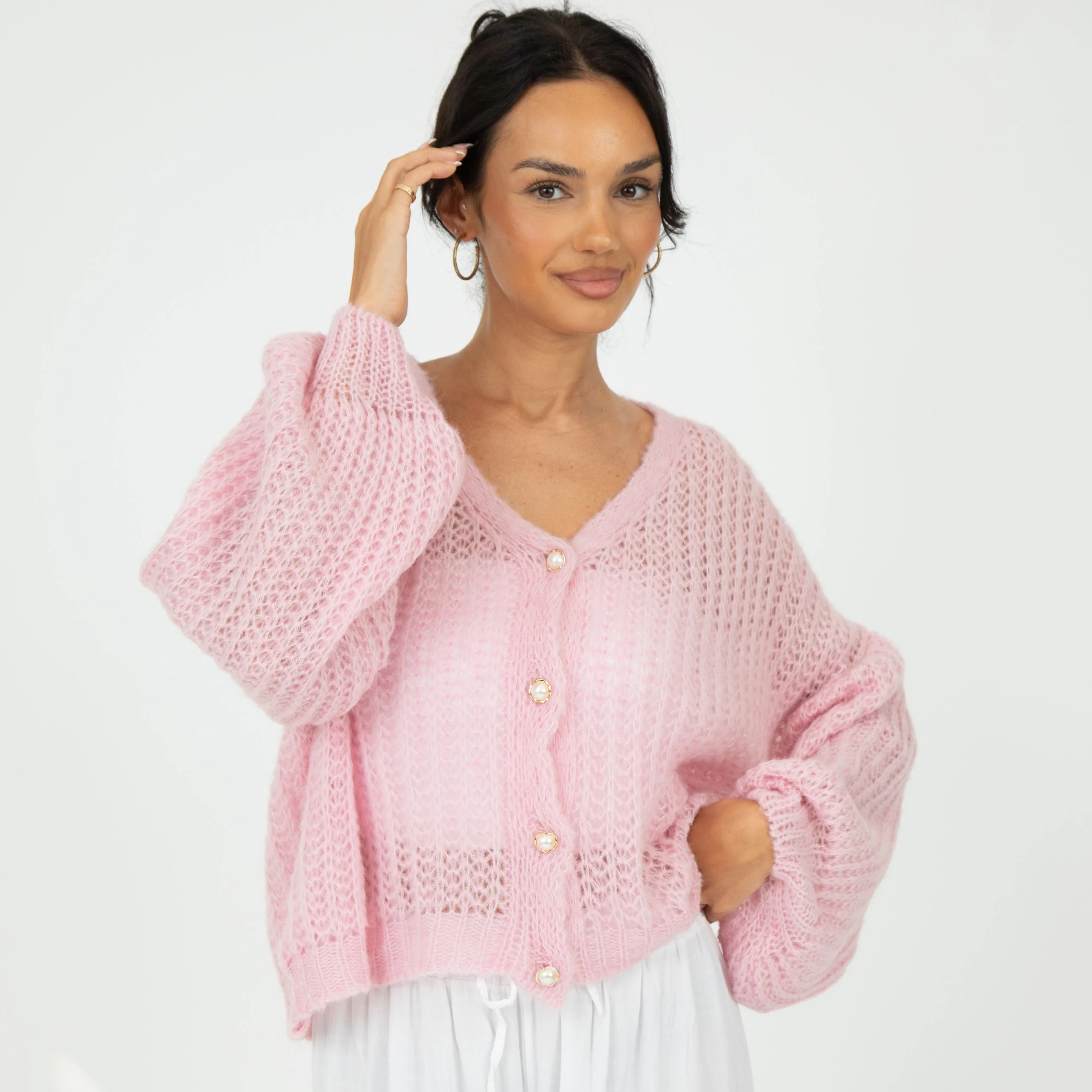 Feiner Lochstrick Cardigan