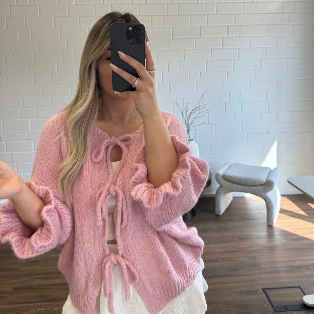 Oversized Tulip Cardigan mit Schleifen