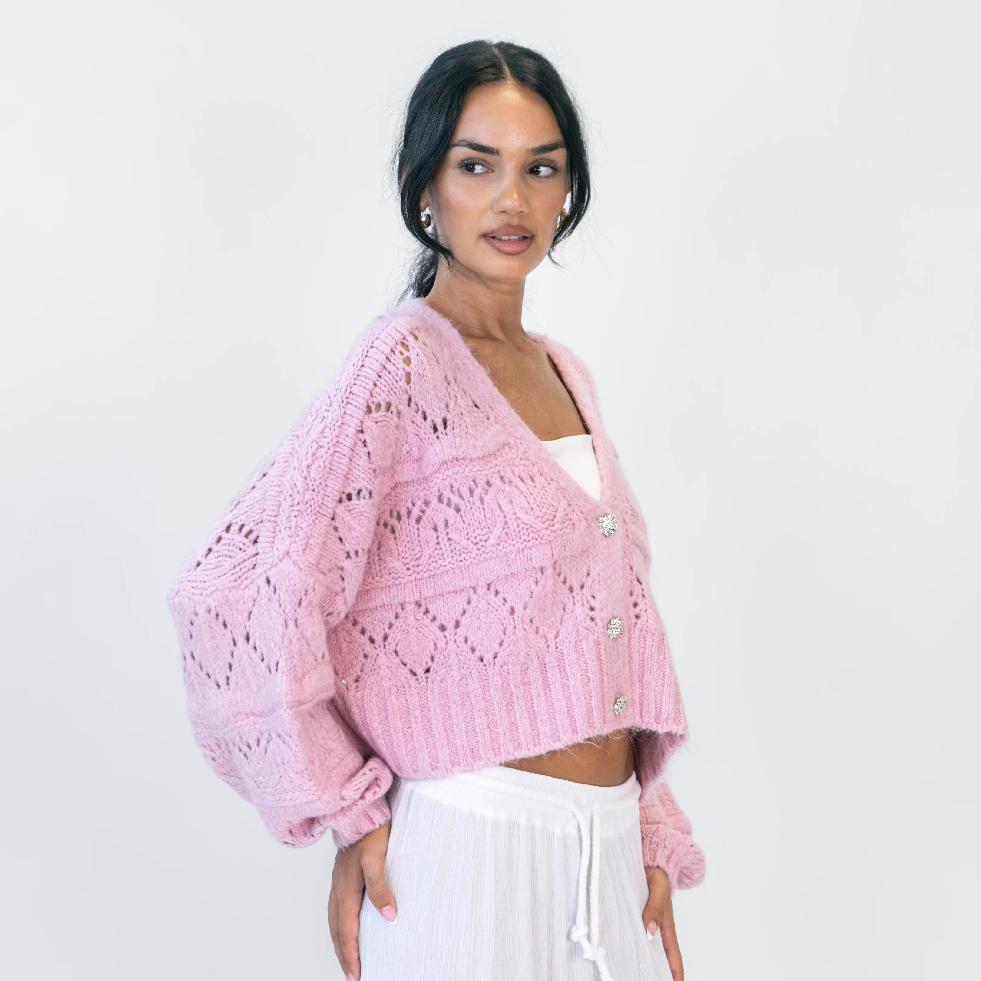 Crystal Blush Oversize Cardigan