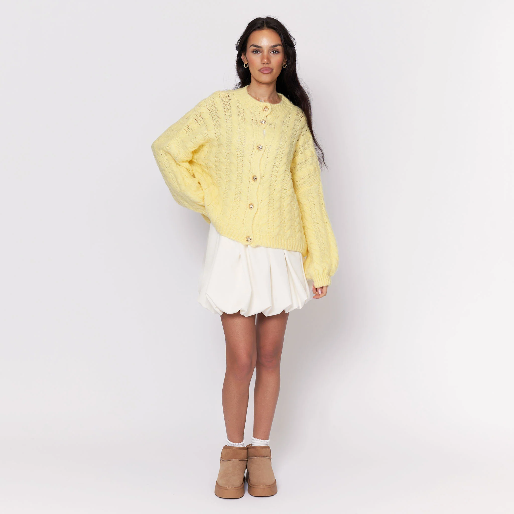 Short Oversize Zopfmuster Cardigan