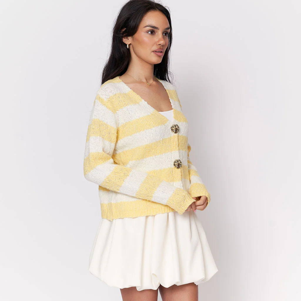 Button Stripe Cardigan
