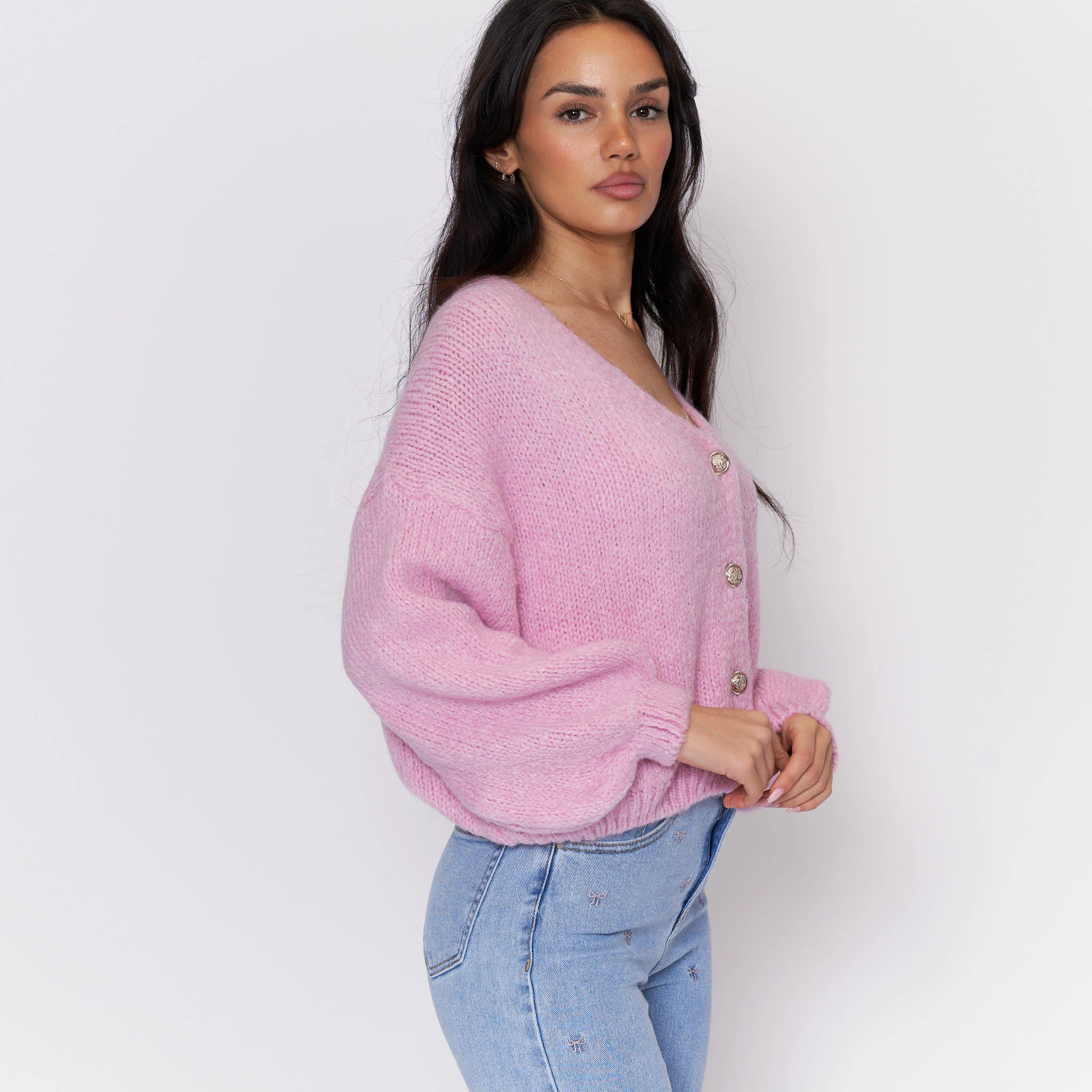 CozyGlam Oversize V-Cardigan Short