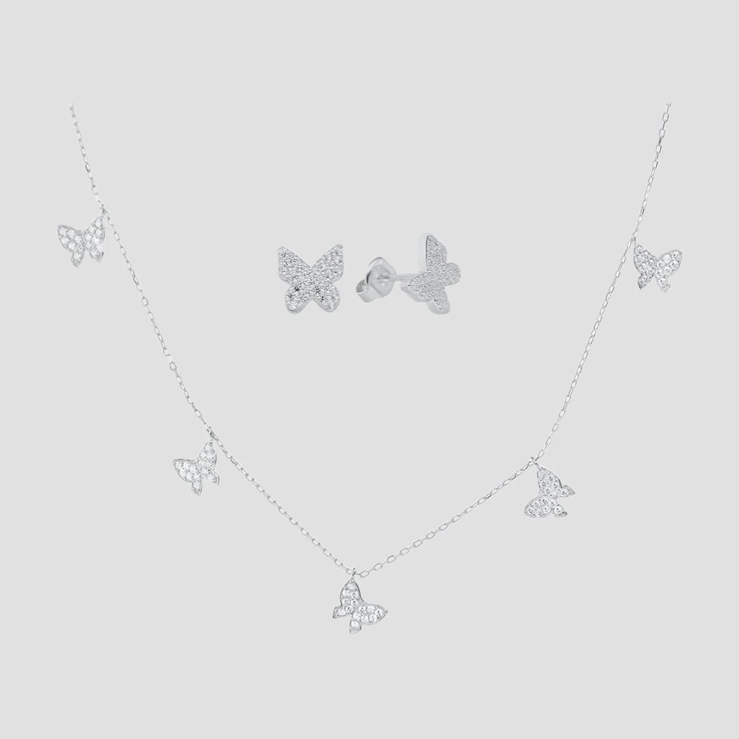 Butterfly Chain & Butterfly Ohrring Set