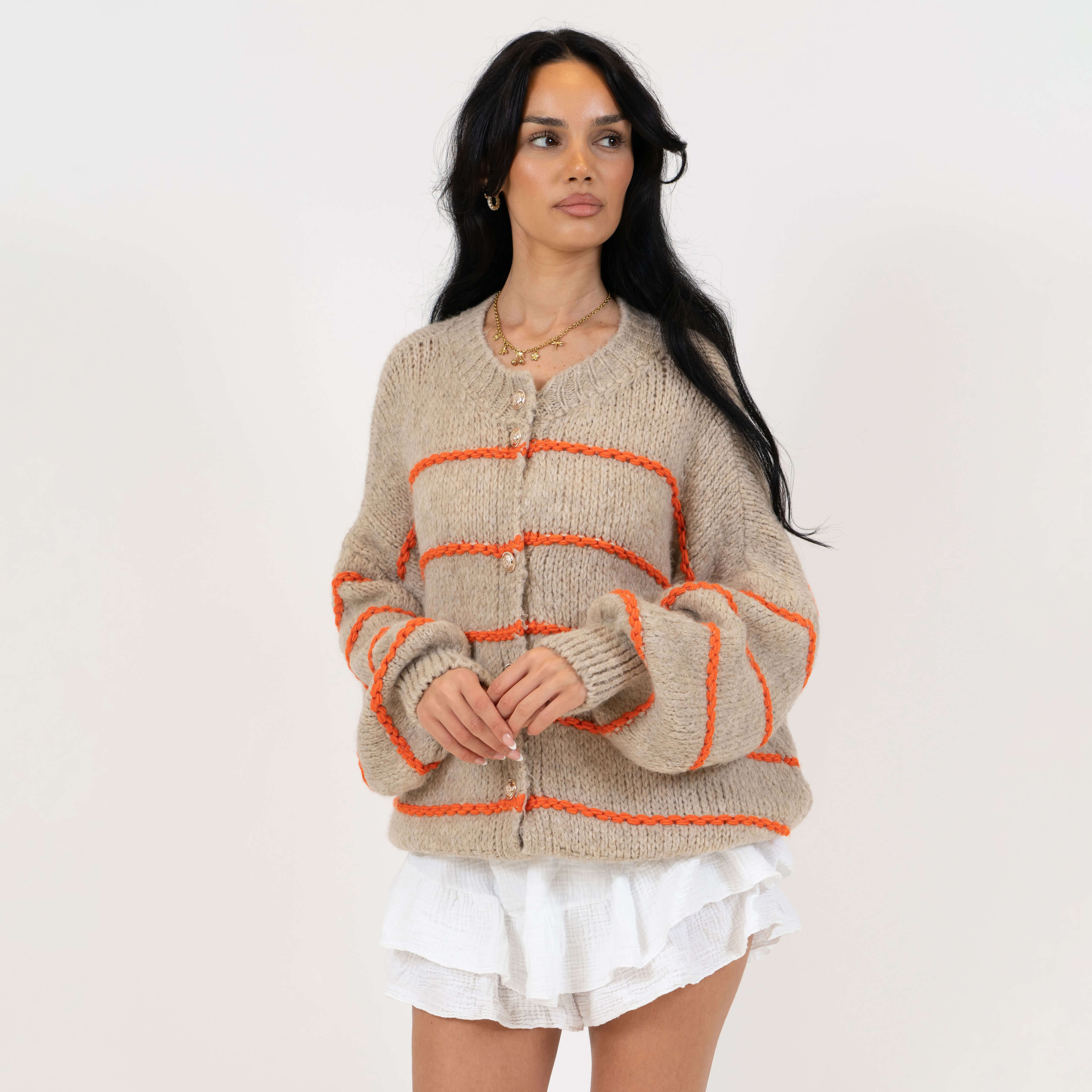 Oversized Cardigan Short Gestreift CozyGlam