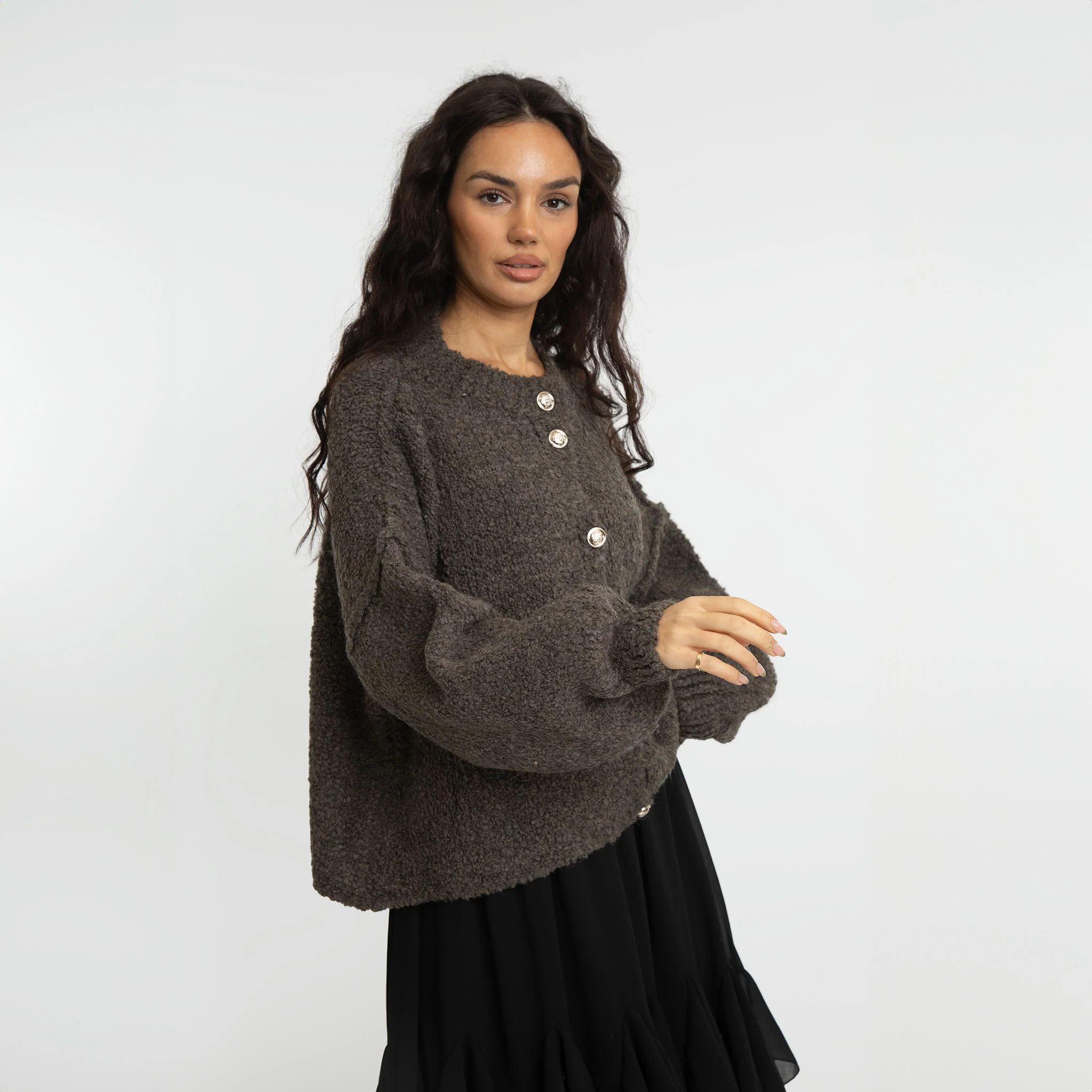 Bouclé Oversized Cardigan Short CozyGlam