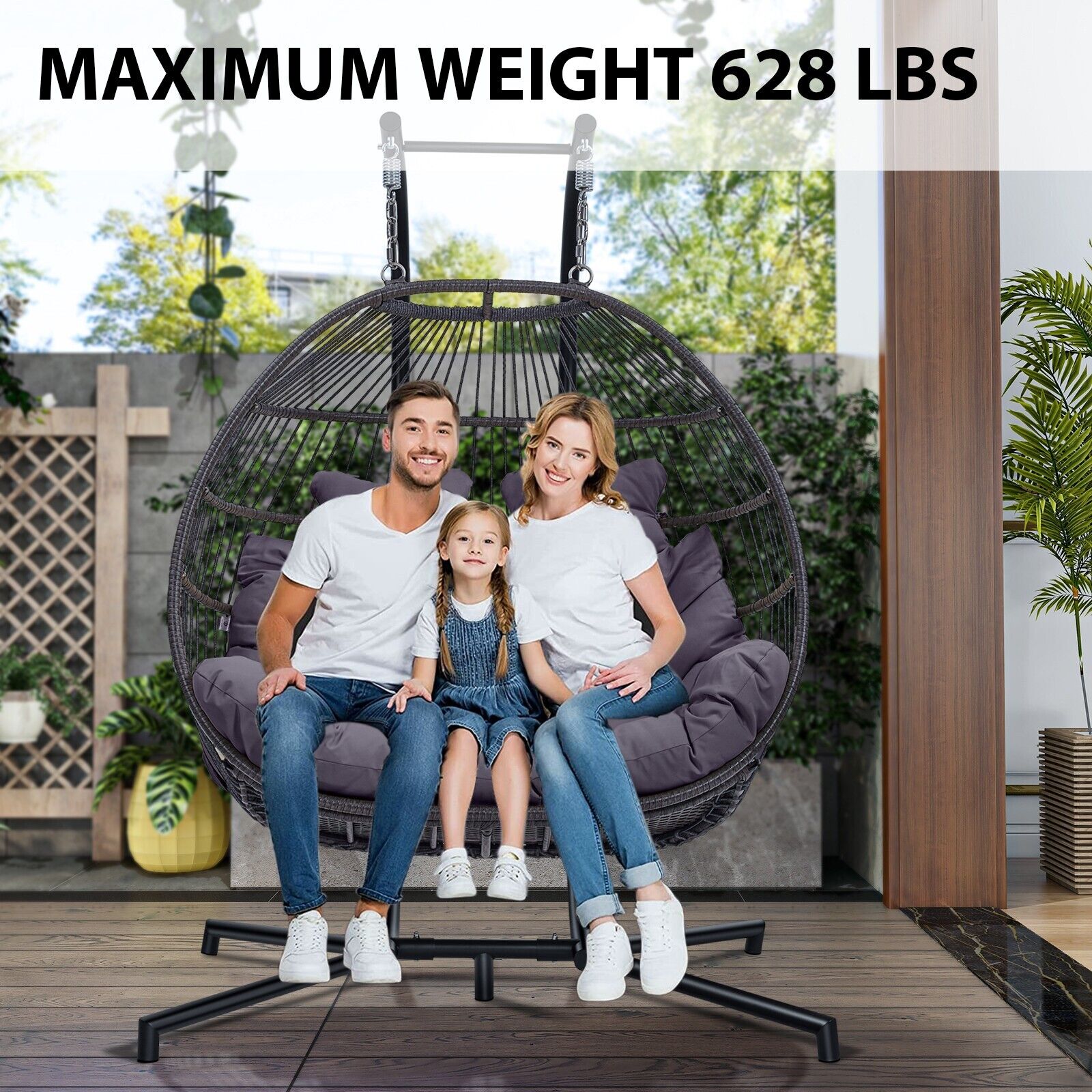 Chaise balançoire avec support,