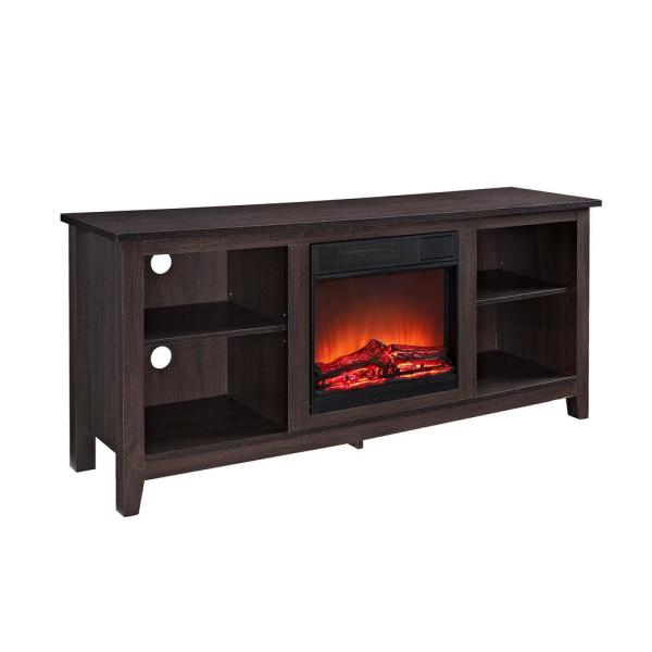 58 in. Rustic Farmhouse Fireplace TV Stand - Espresso