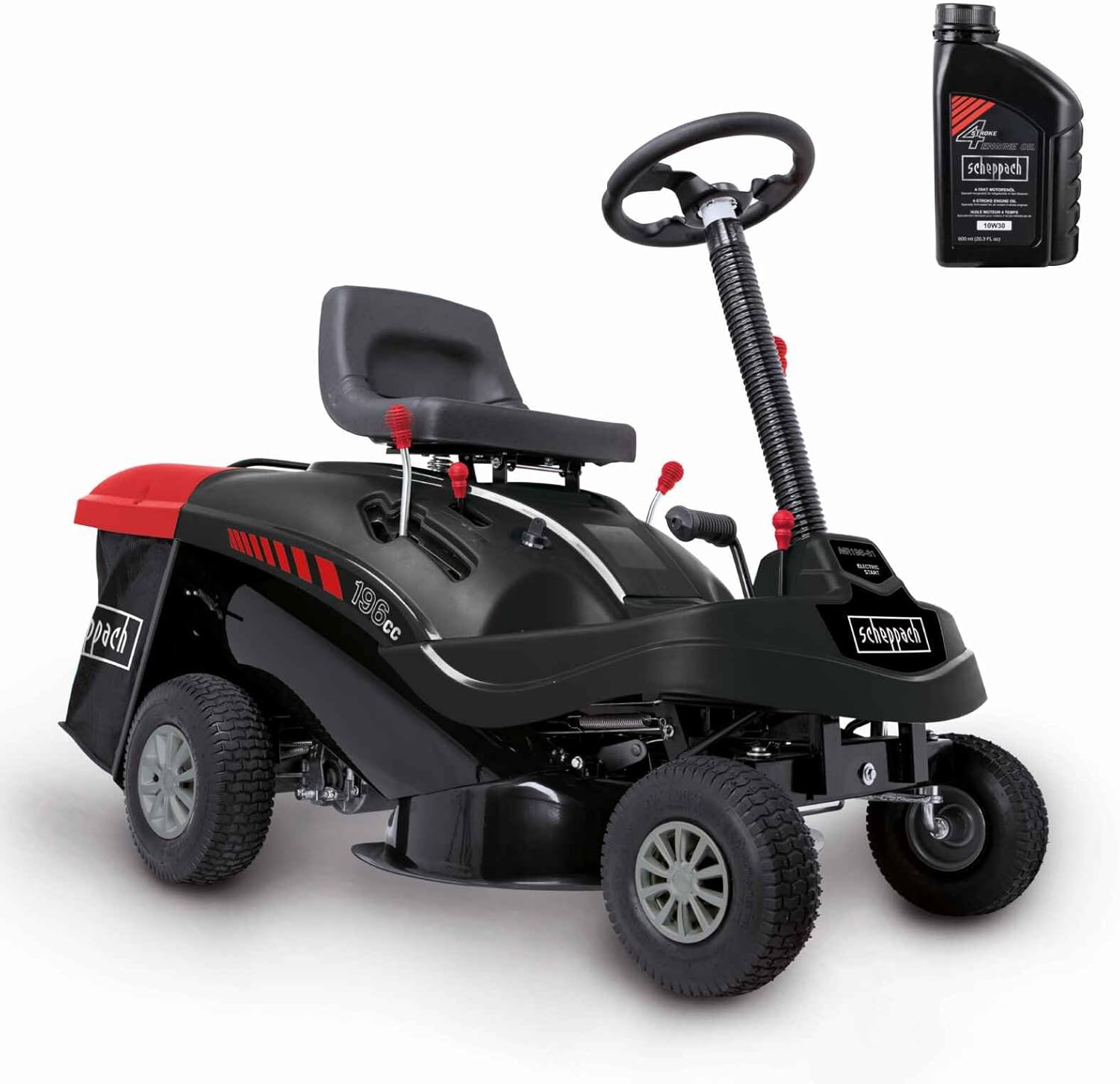 Scheppach Tondeuse à Gazon autoportée MR196-61 – Moteur à Essence 4 Temps 4,8 KW / 6,5 CV – Largeur de Coupe 61 cm – 5 Vitesses – Hauteur de Coupe réglable