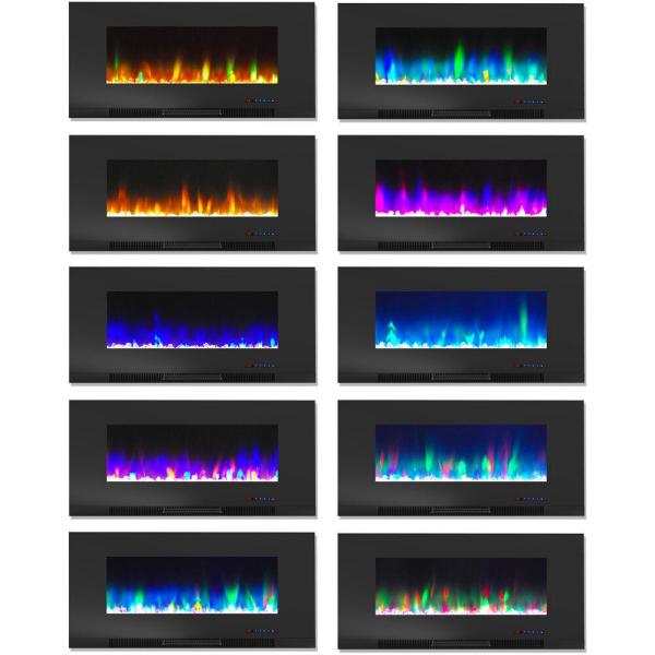 Somerset 70 in. Electric Fireplace with Crystal Rock Display in Blue