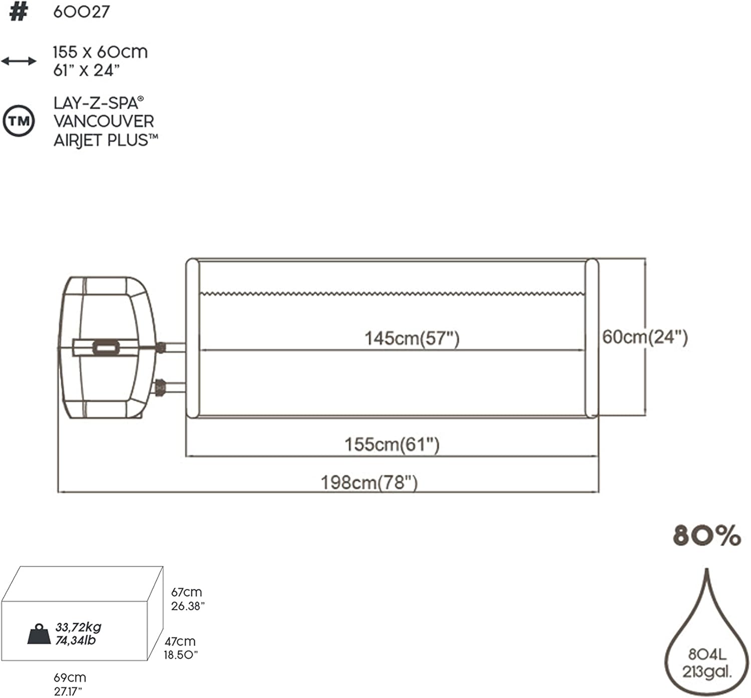 Spa gonflable rond BESTWAY Lay-Z-Spa® Miami Airjet™ 2 - 4 personnes