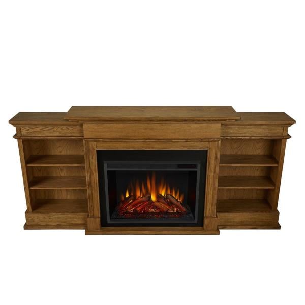 Ashton 92 in. Freestanding Electric Fireplace TV Stand in English Oak