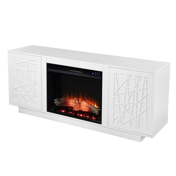 Luke 60 in. Electric Media Fireplace in White