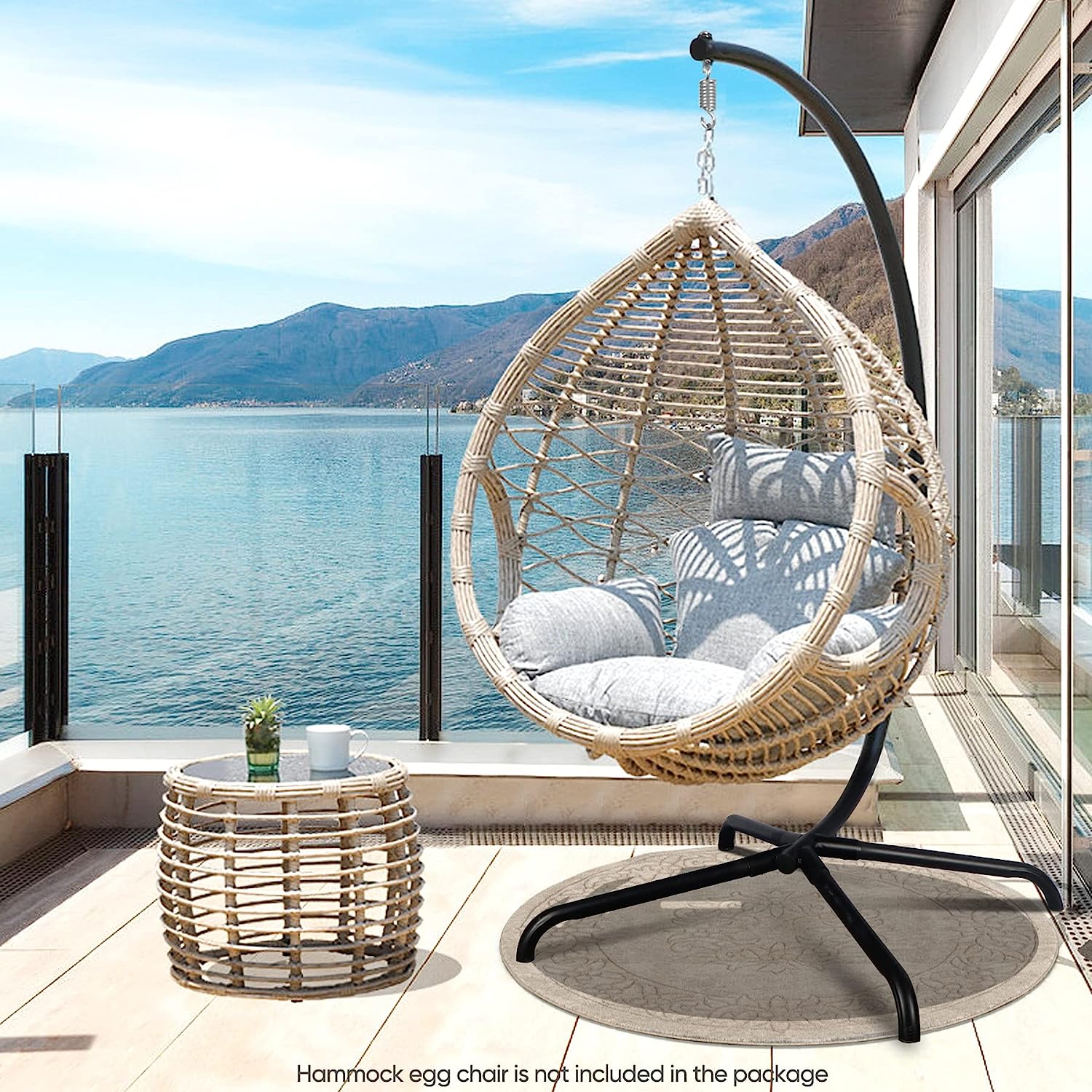 Chihee Egg Chair Foldable Wicker Rattan Hanging Chair Swing Chair Indoor Outdoor Patio Wicker Chair Hammock Chair with Stainless Steel Hanging Kit Chain Link UV Resistant Cushion Bedroom Balcony