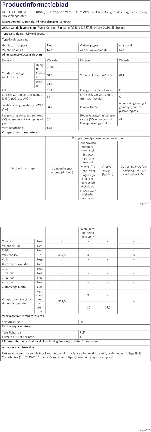 Samsung RS6HA8891B1/EG Side by Side premium noir