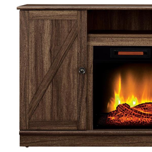 48in. Barn Wood Media Electric Fireplace in Rustic Barn Wood Brown