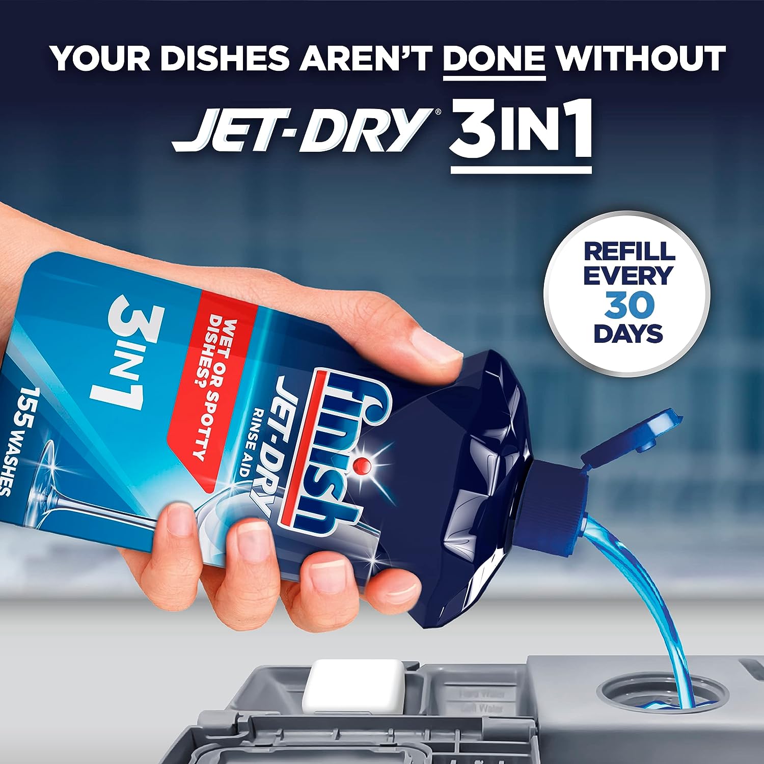 Finish Jet-Dry Rinse Aid, Dishwasher Rinse and Drying Agent, 23 fl oz, Packaging may vary