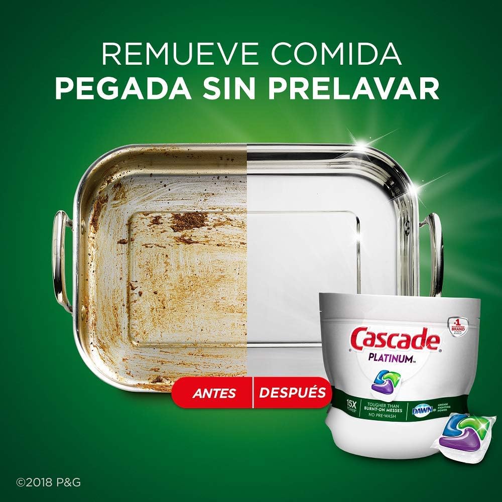 Cascade Platinum Dishwasher Pods, Detergent, Soap Pods, Actionpacs with Dishwasher Cleaner and Deodorizer Action, Fresh, 62 Count