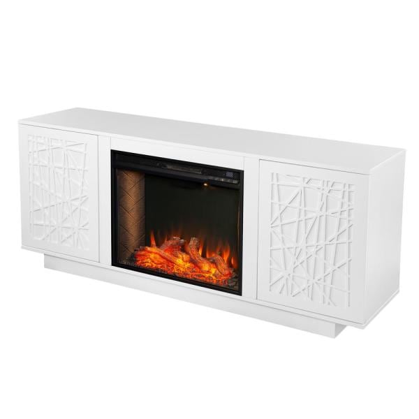 Luke 60 in. Alexa Enabled Smart Electric Fireplace in White