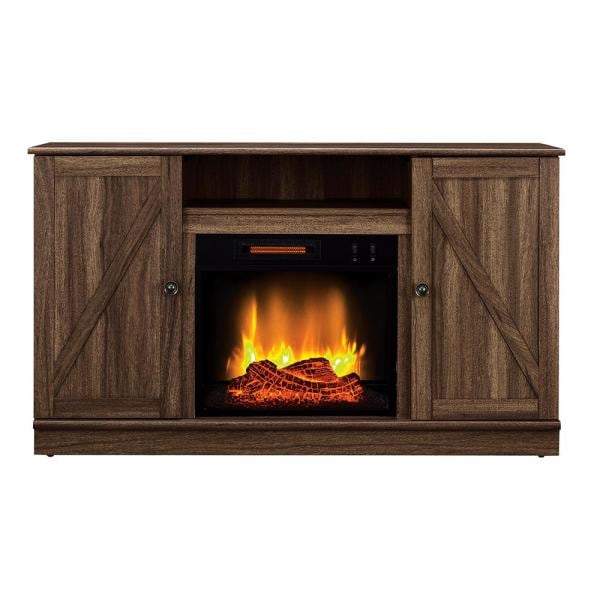 48in. Barn Wood Media Electric Fireplace in Rustic Barn Wood Brown