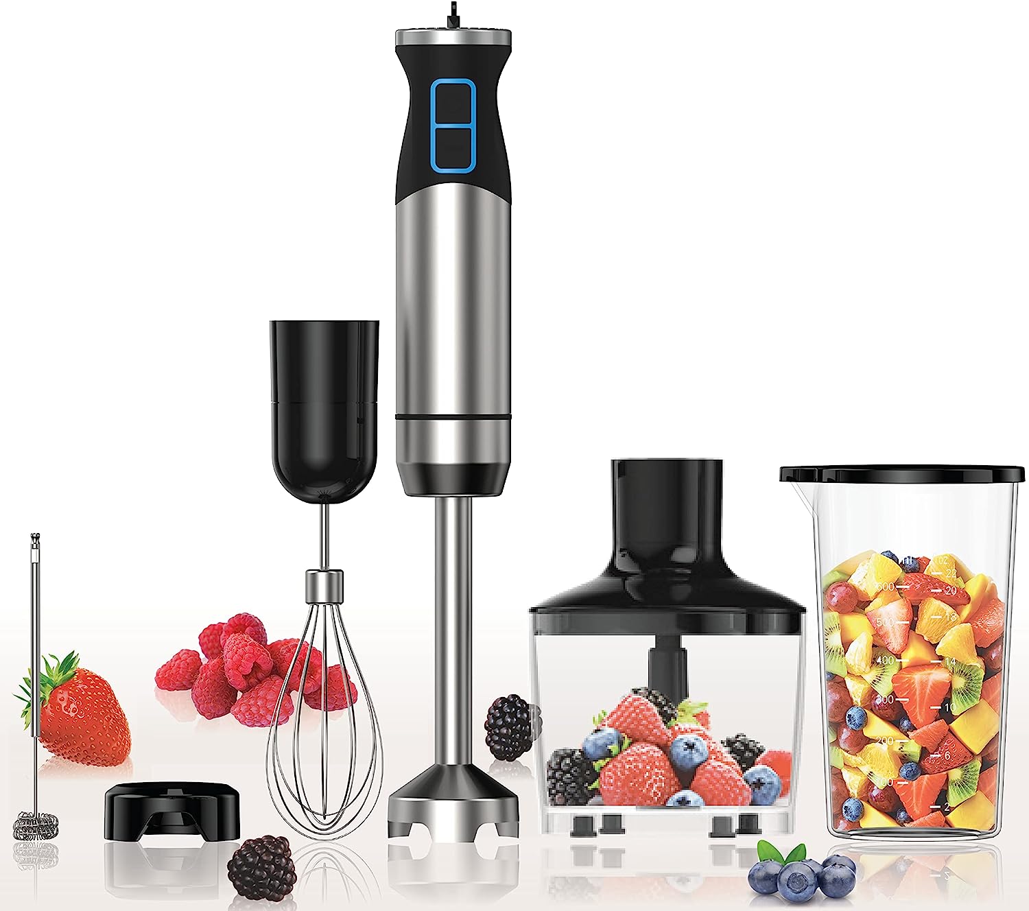 New 2024 Sofanci Immersion Electric Hand Held Stick Blender 3-in-1 Hand Blender 12-Speed with Turbo Mode 800W Full Copper Motor Titanium Stainless Steel Blades to Blend, Puree, Whisk & Froth