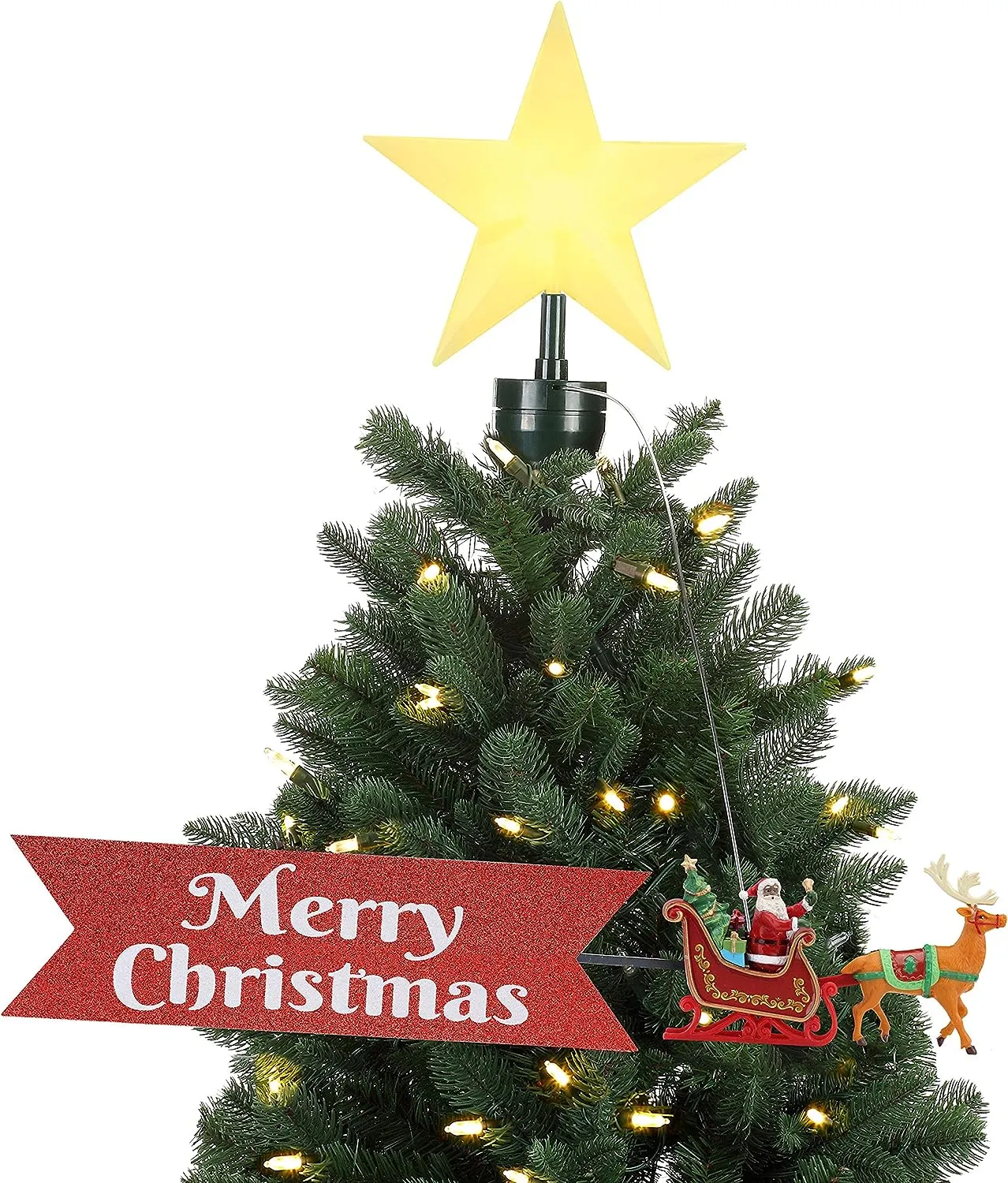 Mr. Christmas Animated Tree Topper-Carousel Christmas Decoration, Multi