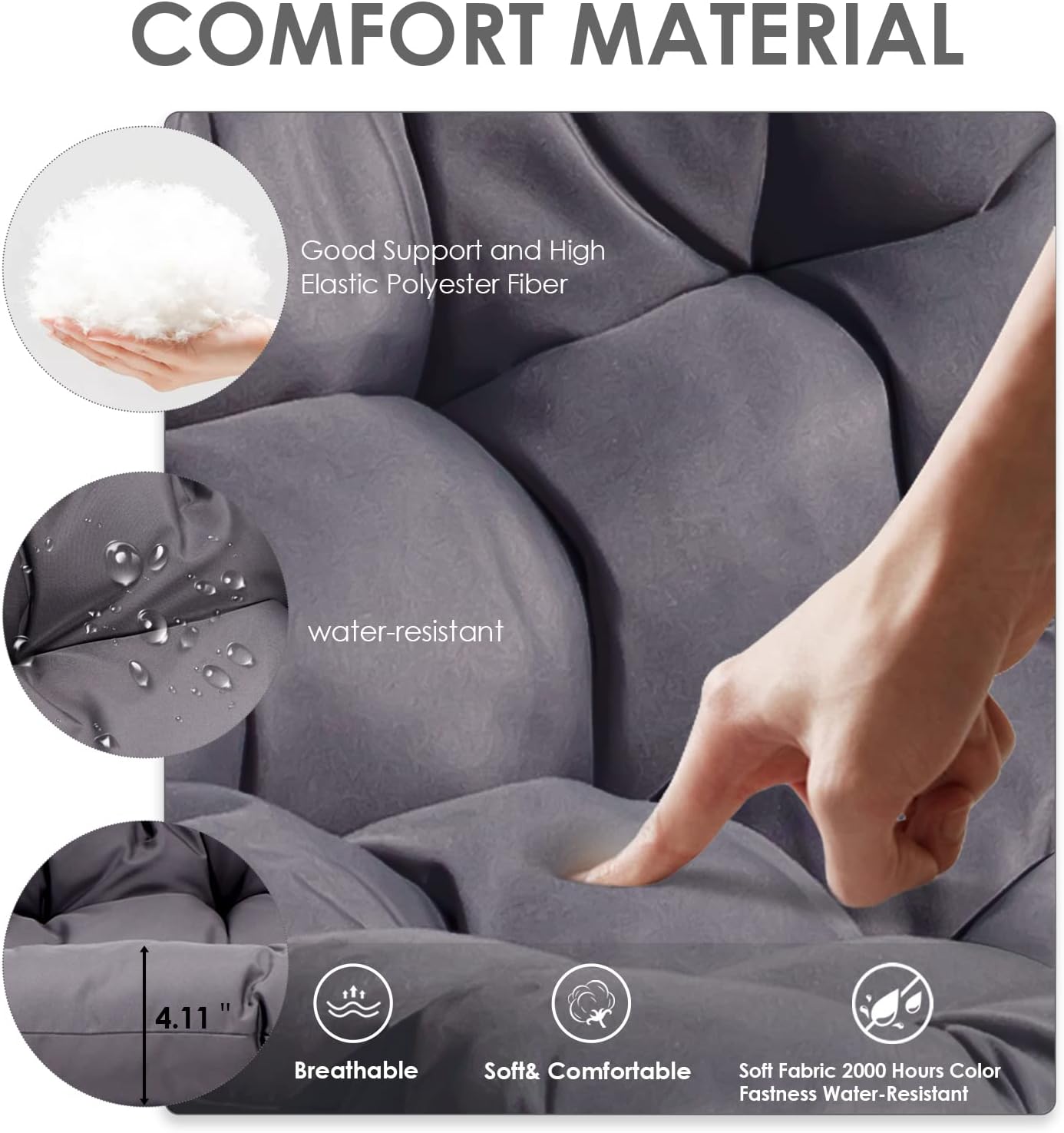 RADIATA Double Egg Chair with Stand Luxury Outdoor Patio Wicker Loveseat Hanging Swing Egg Chairs with Resistant Cushions Metal Frame 500 lbs Capaticy for 2 Persons Patio Backyard Balcony