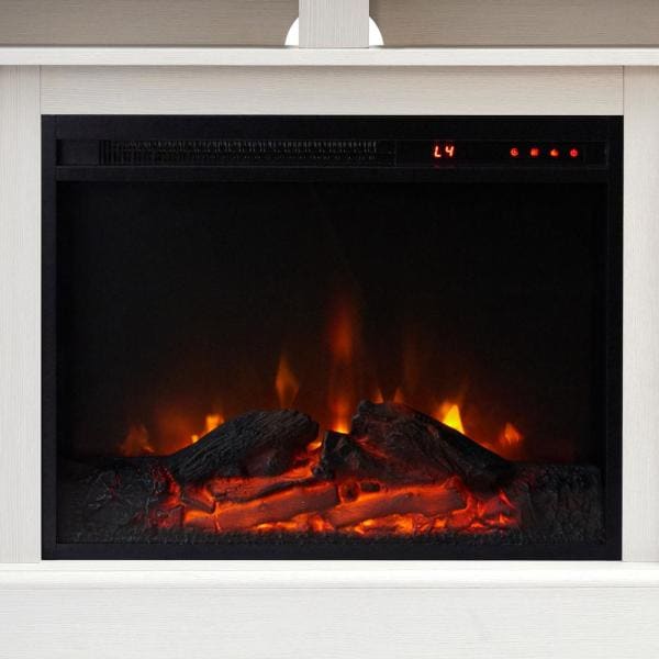 Eliana 60 in. Electric Fireplace TV Stand Console with 23 in. Insert and Remote Control in Dark Oak and White