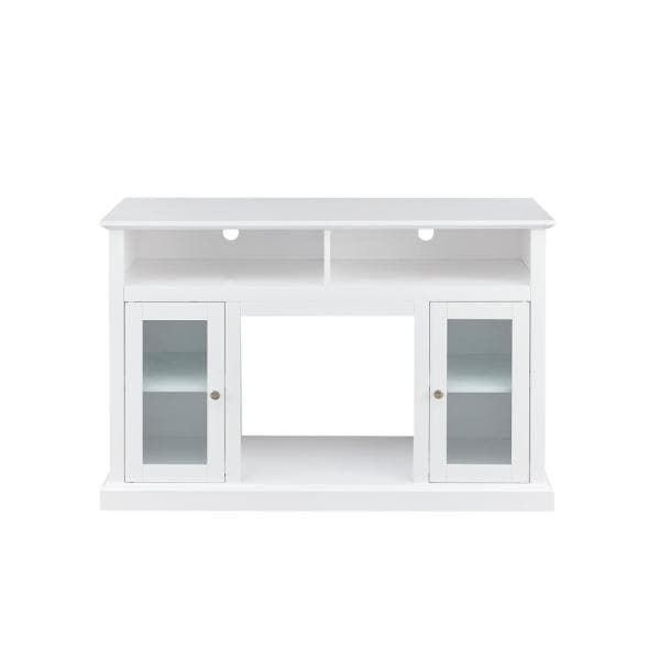 47.5 in. TV Stand Cabinet Sideboard with Electric Fireplace White Fits TV's Up to 55 in. with Ajustable Shelves
