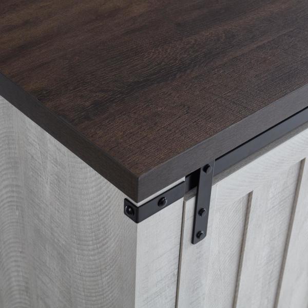 54 in. Freestanding Media Console Electric Fireplace TV Stand with Sliding Barn Door in Stone Gray