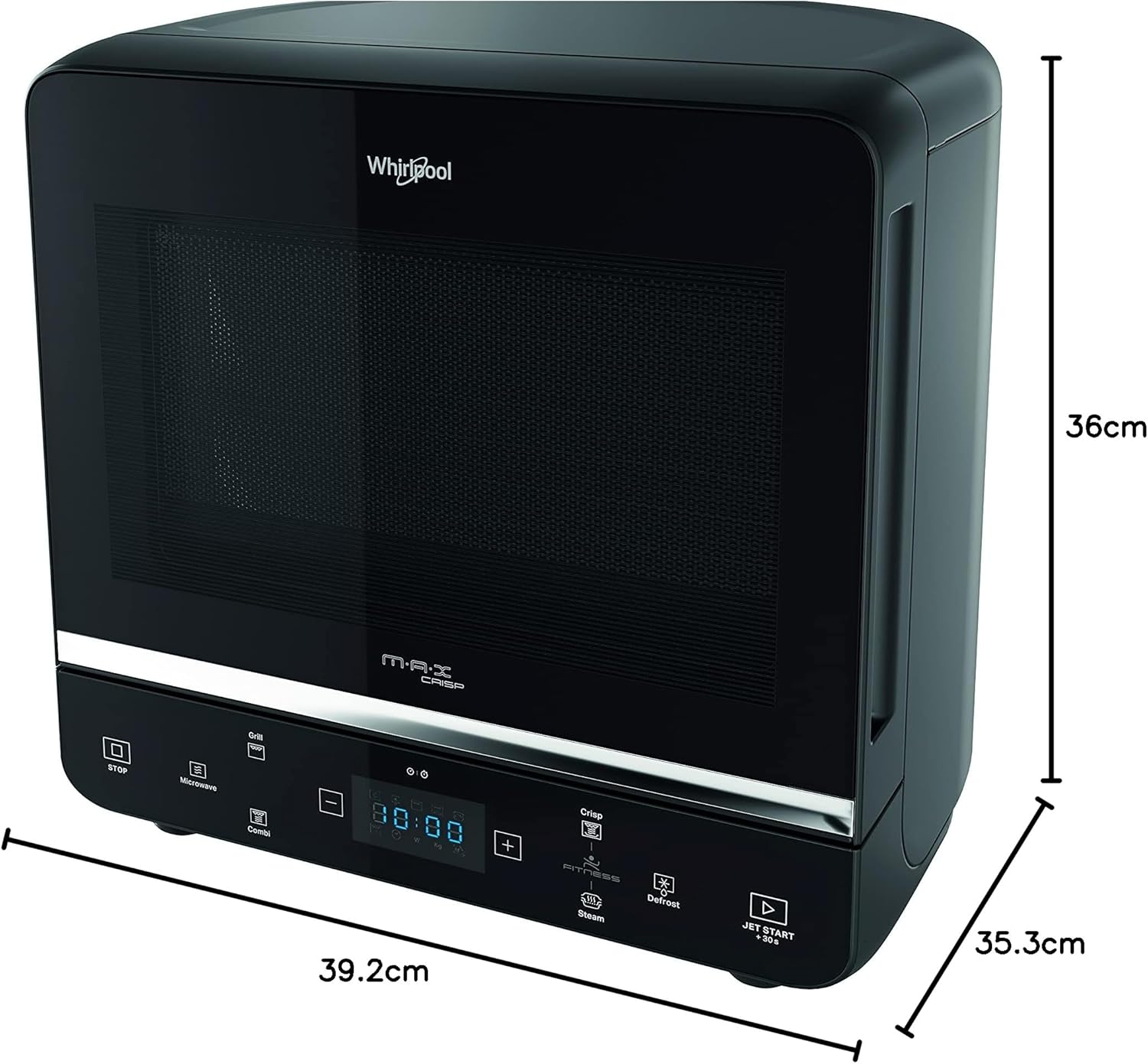 Whirlpool Max 49 MB four à micro-ondes + Grill, 13 l avec vapeur, grille haute, plateau Crisp + poignée