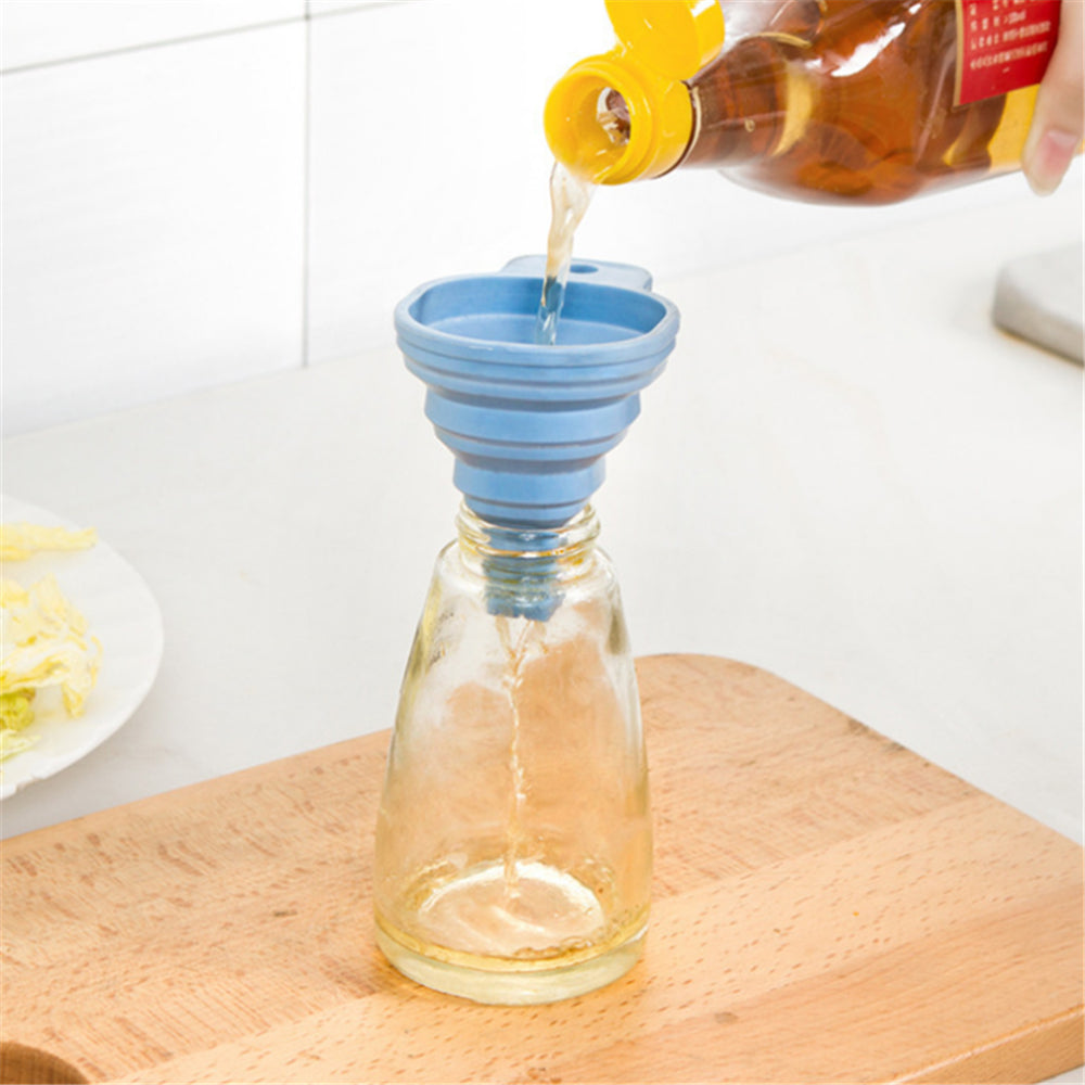 Kitchen Silicone Collapsible Funnels Folding Funnel Set Foldable Funnel for Filling Bottles, Liquid, Powder Transfer