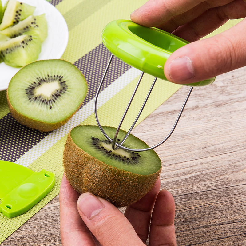 Kiwi Cutter Peeler Kitchen Gadgets Tools Slicer Kiwi Fruit Slicer for Peeling & Quartering, Slices Fruit for Fruit Salad & Snacking （Green）