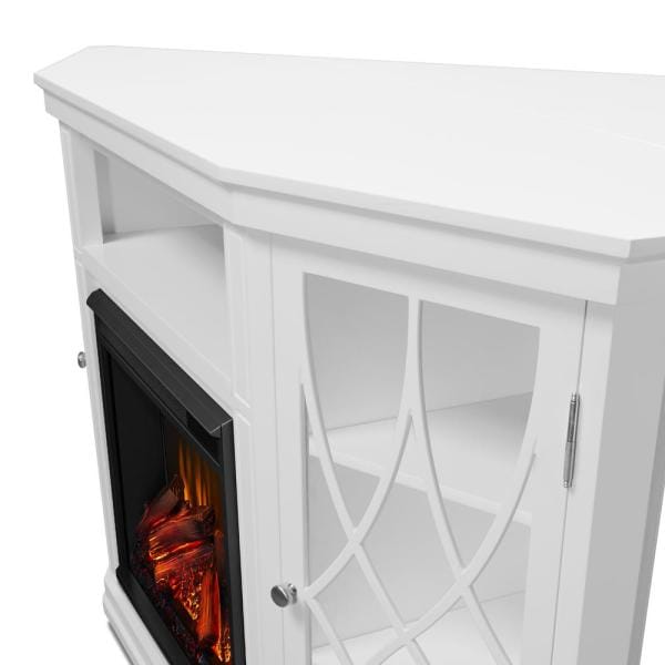 Lynette 56 in. Corner Electric Fireplace in White
