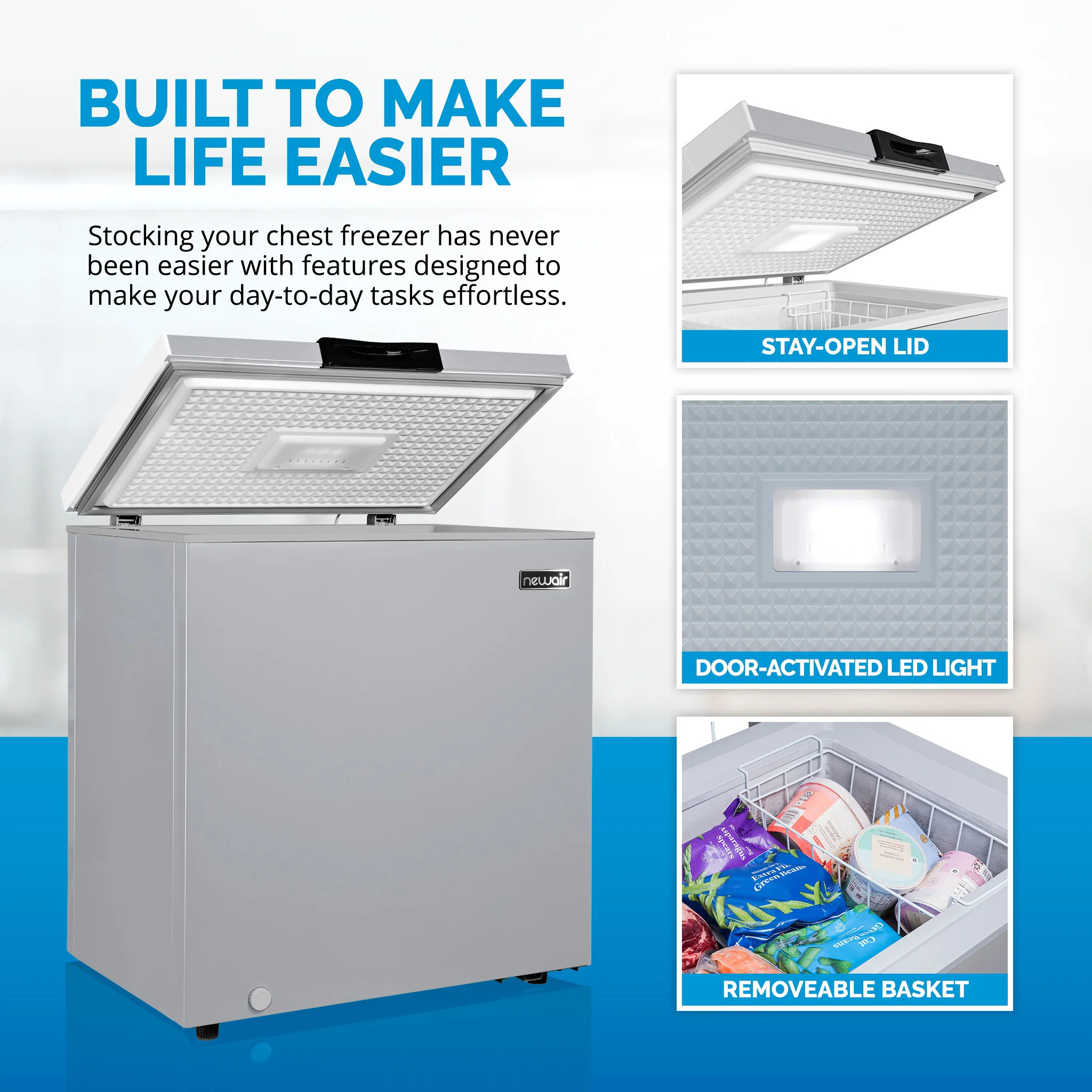 Congélateur coffre mini Newair®, 5 pi³ – Gris froid