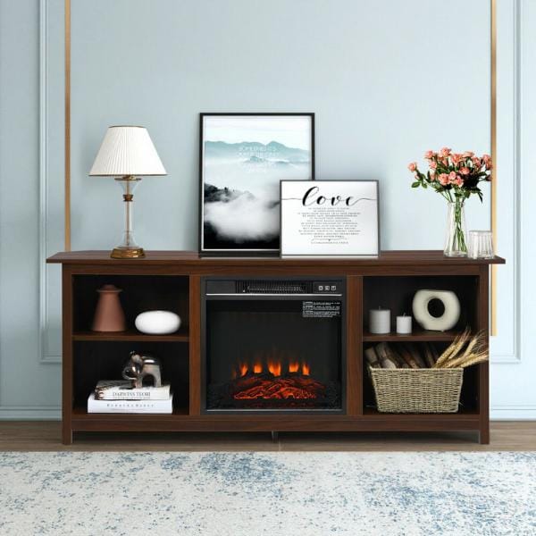 58 in. Fireplace TV Stand with 18 in. Electric Fireplace Up to 65 in. Coffee (2-Tier)