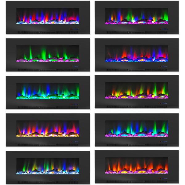 San Jose 58 in. Electric Fireplace in Blue with Driftwood Log Display