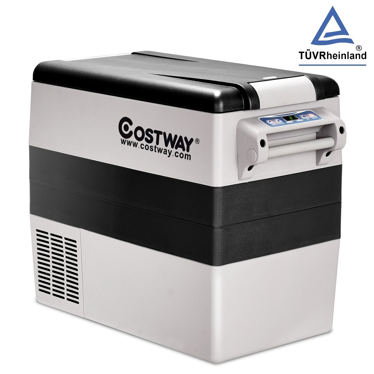 Réfrigérateur 52l de Voiture -20℃/+10℃ Mini Réfrigérateur Portable Ecran Lcd Adaptateur 69x34,5x52,5cm Noir+Gris