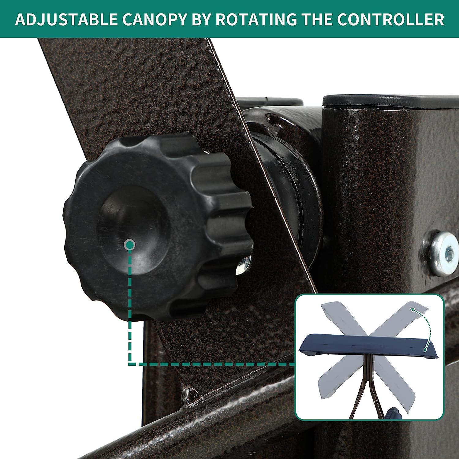 YITAHOME 3-Seat Deluxe Porch Swing Outdoor Heavy Duty Patio Swing Chair with Adjustable Canopy Removable Cushions Weather Resistant Steel Frame Suitable for Garden, Lawn, Backyard, Balcony, Brown