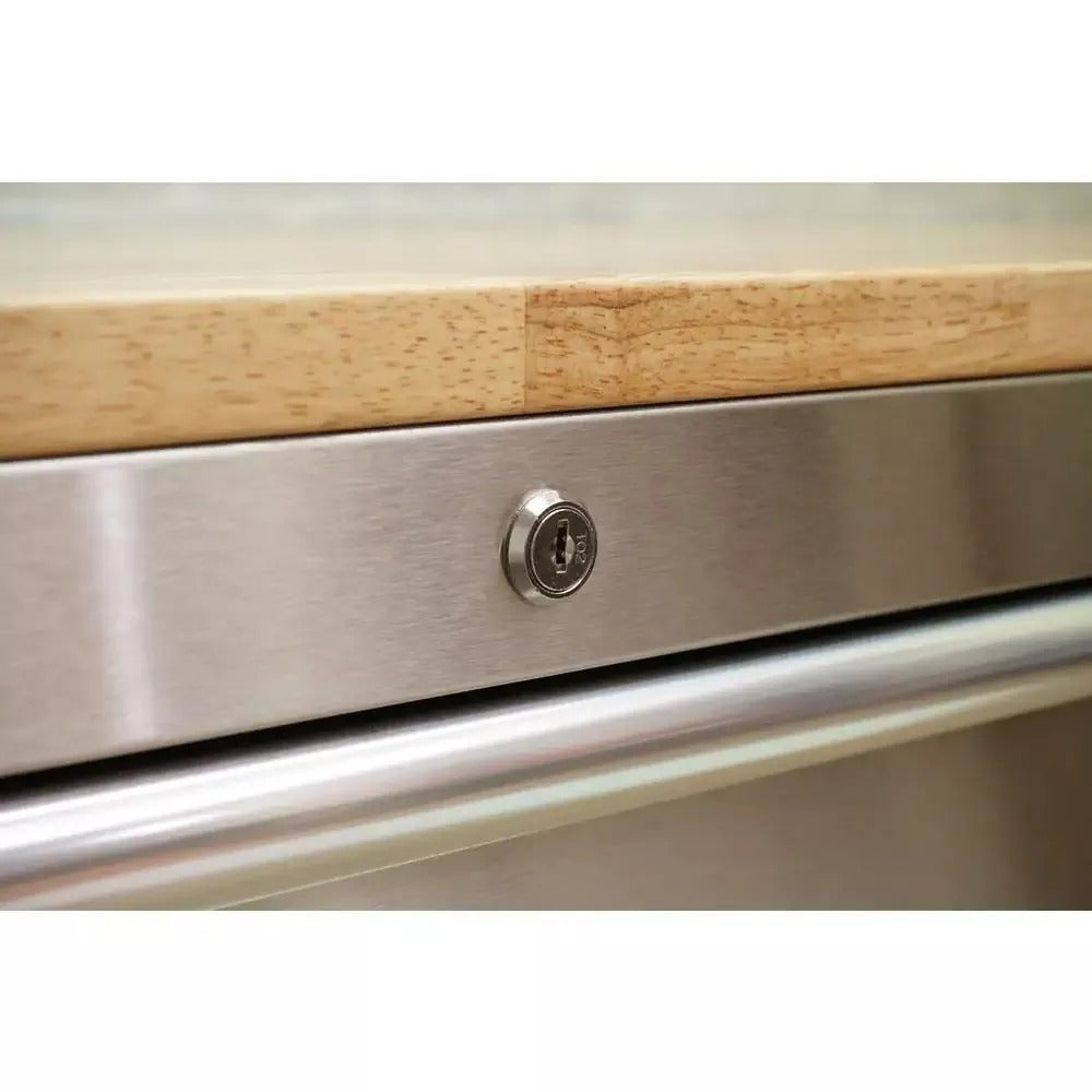 72 po. 18-Tiroir 24 po. D Mobile Workbench avec acier inoxydable en bois massif