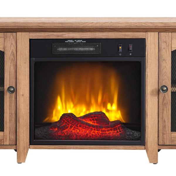 56 in. Media Electric Fireplace with Arch Doors in Rustic Barn Wood