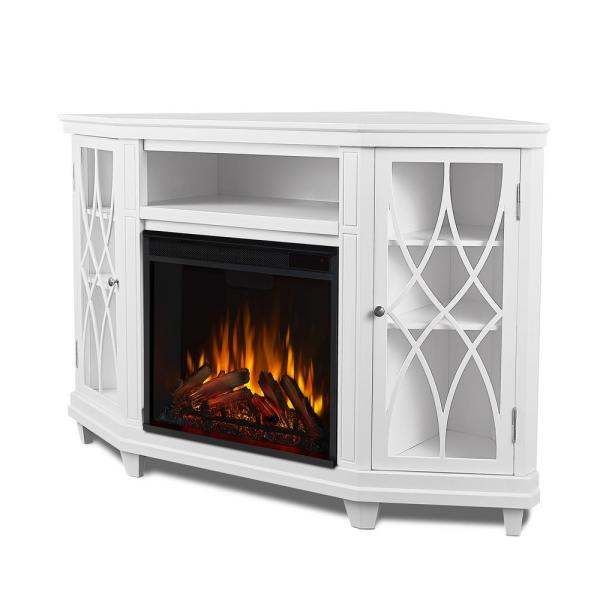 Lynette 56 in. Corner Electric Fireplace in White