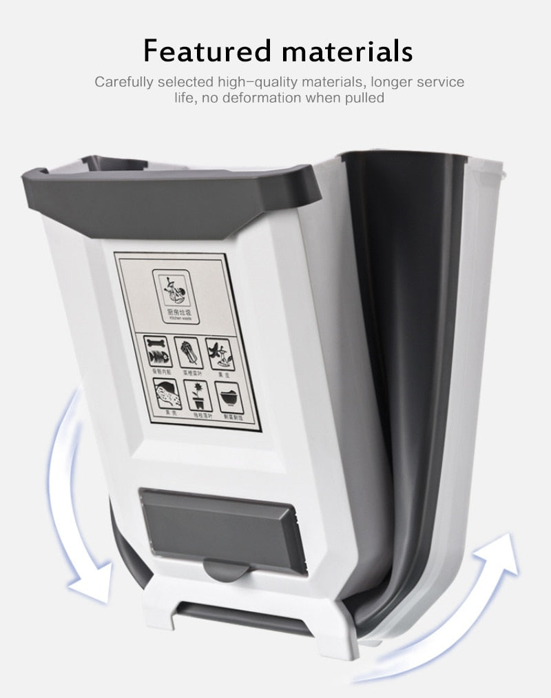 Folding Waste Bin Kitchen Cabinet Door Hanging Trash Bin Trash Can Wall Mounted