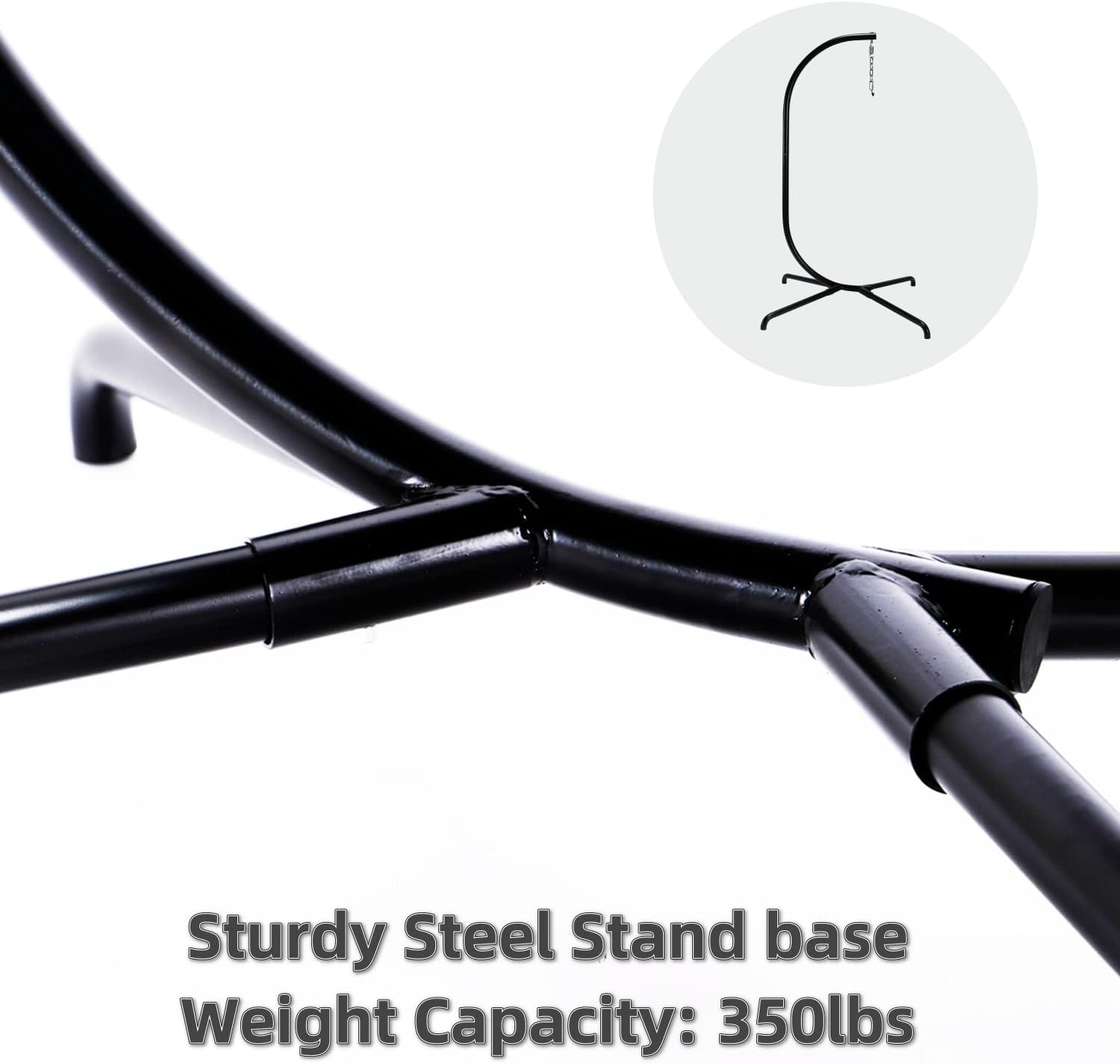 in Door Outdoor Patio Wicker Hanging Chair Swing Chair Patio Egg Chair UV Resistant Beige Cushion Aluminum Frame (Brown)