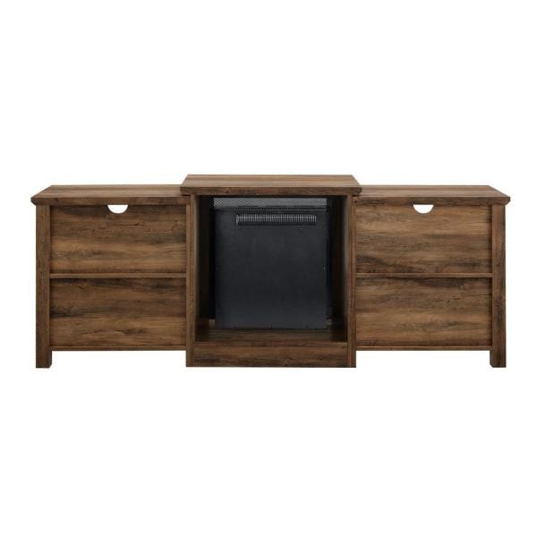 70 in. Reclaimed Barnwood Composite TV Stand Fits TVs Up to 78 in. with Electric Fireplace