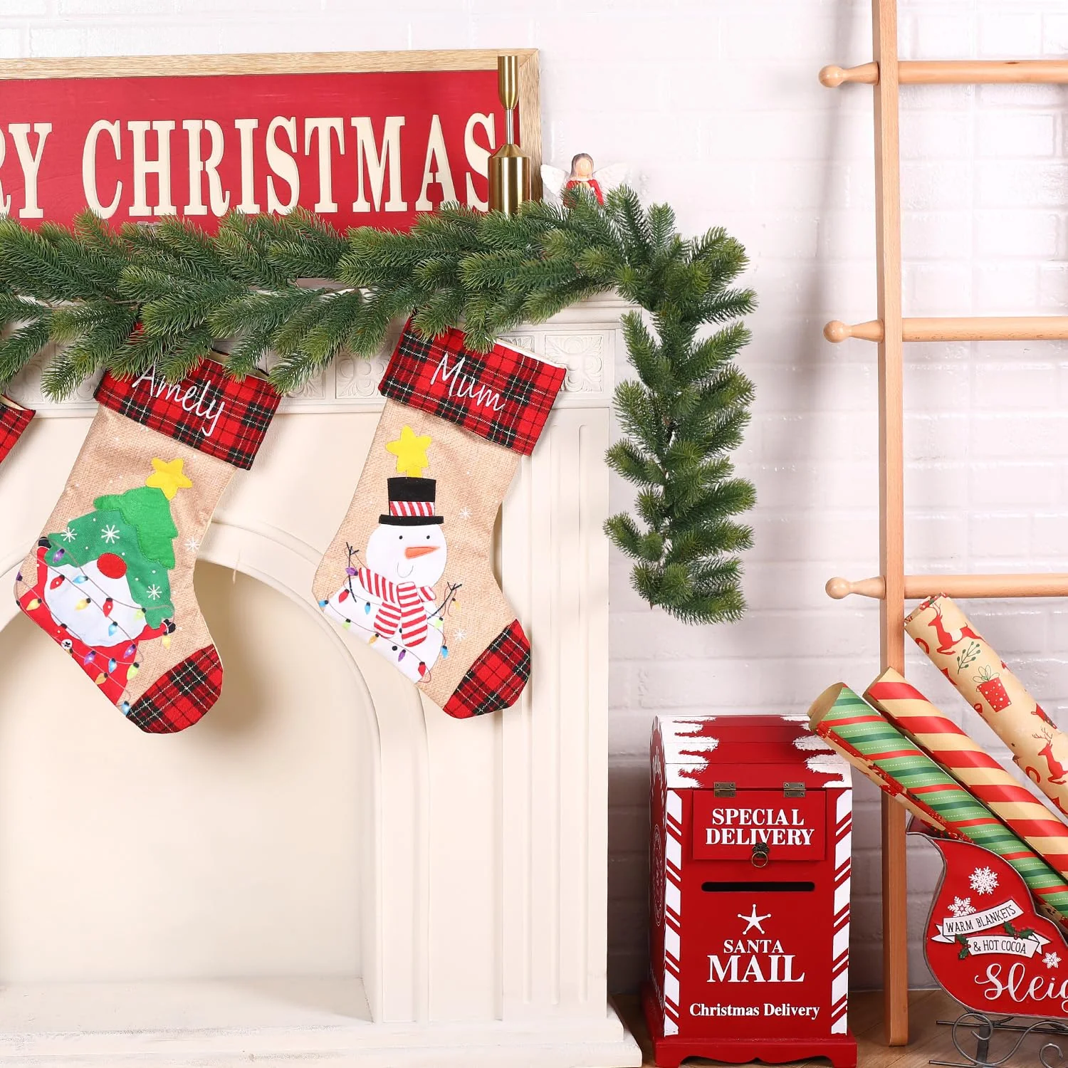 9FT(270 cm) Artificial Christmas Greenery Garland,Real Touch Stereo Pine Garland